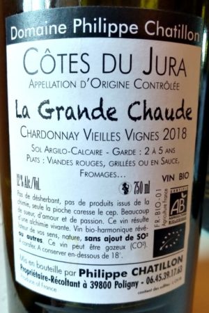 Chardonnay Vieilles Vignes 2018 La Grande Chaude, Domaine Chatillon naturedevin.com