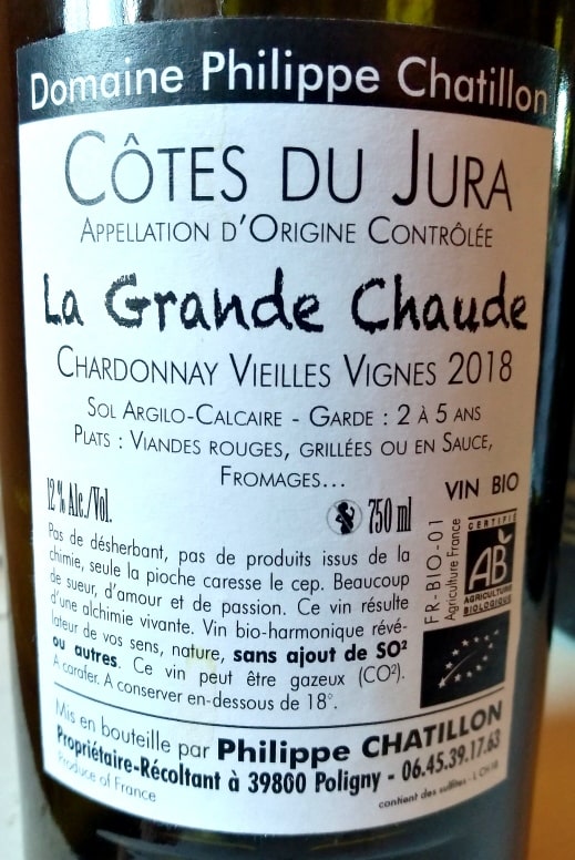Chardonnay Vieilles Vignes 2018 La Grande Chaude, Domaine Chatillon naturedevin.com