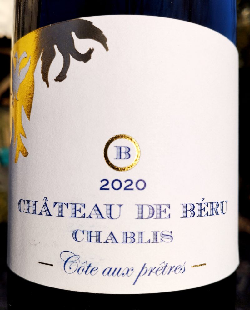 Chablis Côte aux prêtres 2020, Château De Beru naturedevin.com